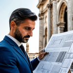 Home 9 제한된 자원에서 데이터베이스 성능 극대화하기 - ** "A professional architect, fully clothed in a stylish Italian suit, reviewing blueprints on a con...